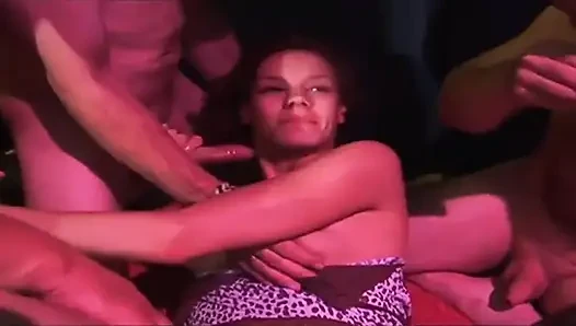 Mature Brunette Stretched Wide in Sloppy Gangbang Frenzy
