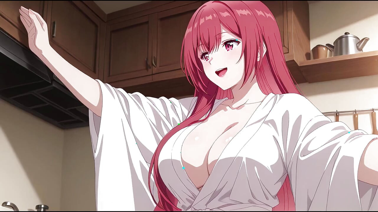 Stepson Came Home Early and Caught Stepdad's Wife Cooking in a Tiny Robe. Kureha Enomoto Hentai Cosplay