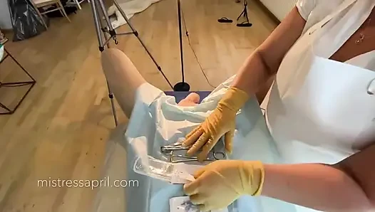 Dominatrix mistress April - clinical cock sewing