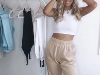 blonde slut trying on more clothes
