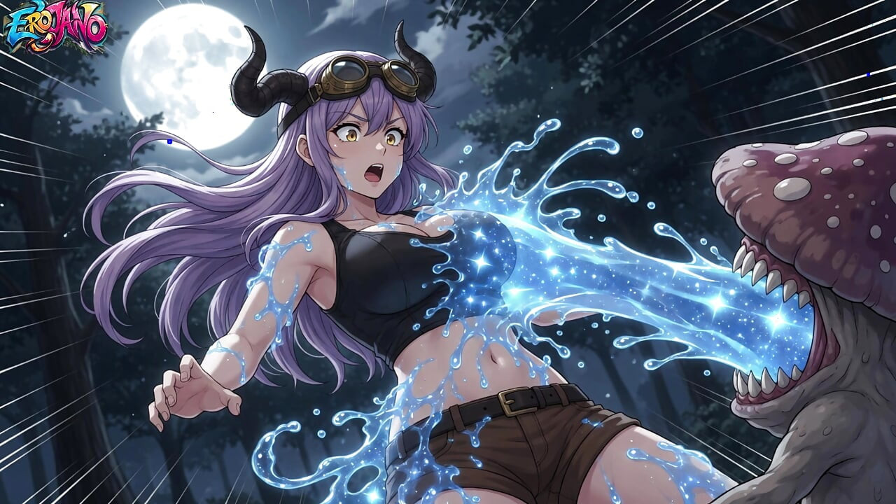 Demon Girl Finds Magic Mushroom - The Slimy Liquid Strips Her Naked and Makes Her Cum in the Woods