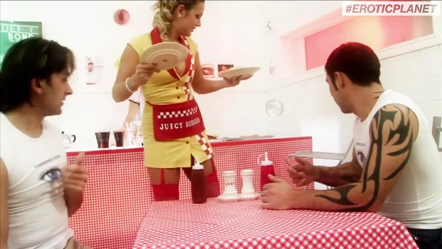 Bananass s6: Two hot blondes have sex with two guys with cream