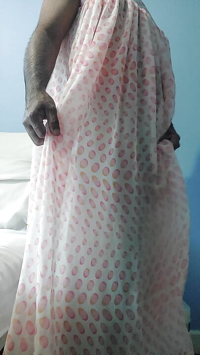 I'm masterbating and cum wearing a Silk Seethrough Night Gawun