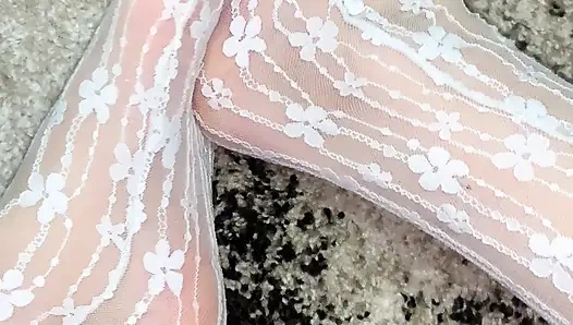 Playing with my feet in sexy white socks