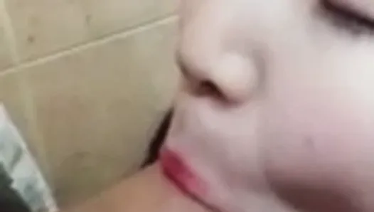 Korean girl gives blowjob
