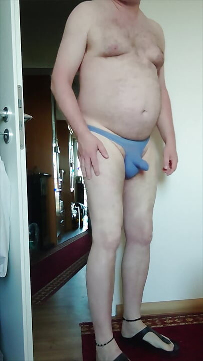 Horny and Thick in Blue Thong