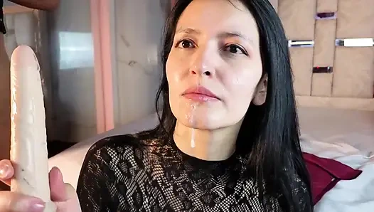 Sloppy Dildo Play: Leaving my face soaked until dripping