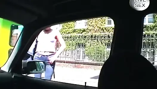 Babe Pounds Wet Pussy with Blue Dildo in Car