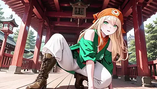 Blonde Pirate Captain! Green Uniform & Rough Ropes on a Sunny Deck. Languid Poses, Long Legs Exposed, and That Teasing Gaze