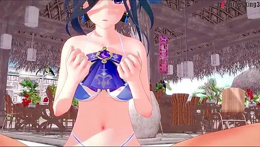 Clorinde делает минет в бикини в видео от первого лица - Genshin Impact