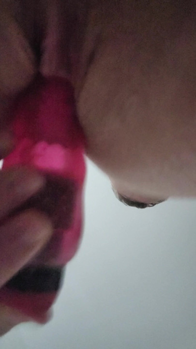 He pushed a big dildo in her vagina until she came