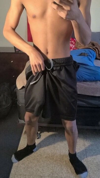 Twink shows off his monster cock