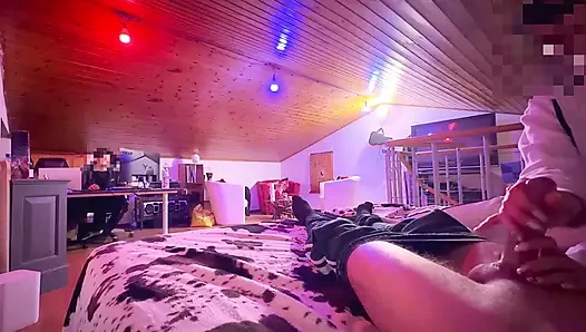 Friend Edges My Cock for 13 Min, Stops Me Cumming Multiple Times While Roommate Watches – Explosive Finish POV