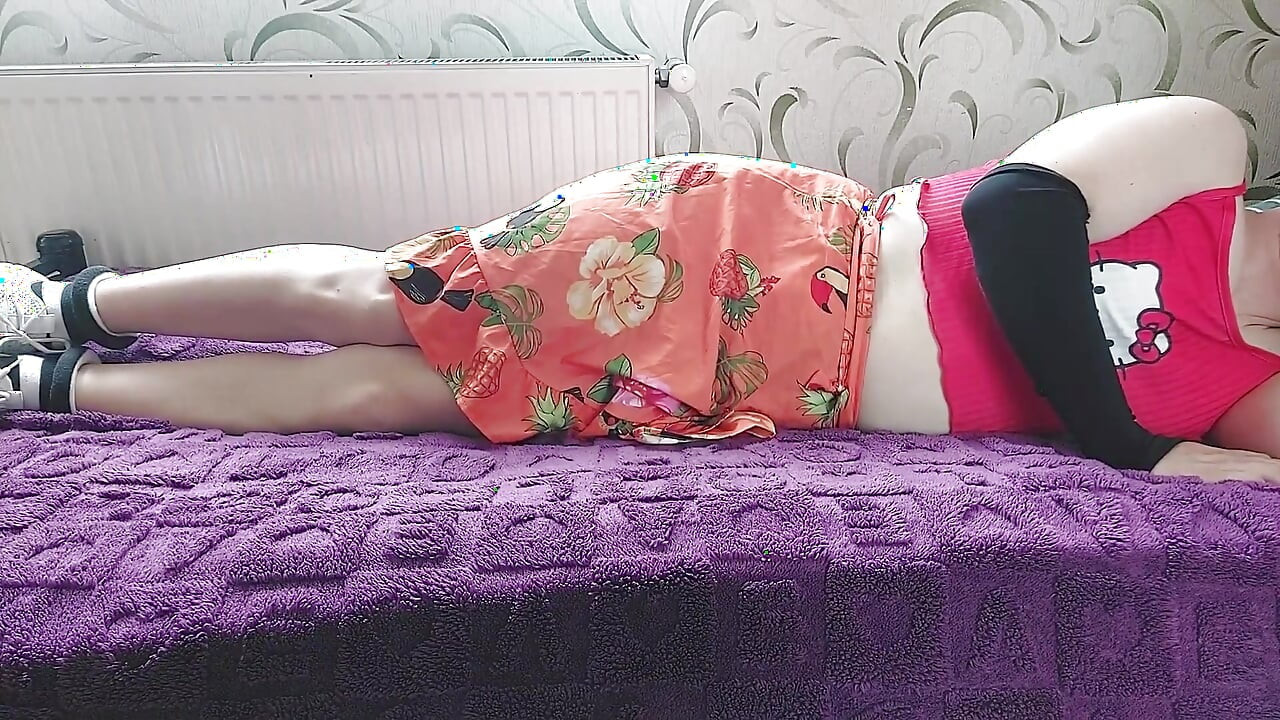 How Femboys Bed Time in Feminine Outfit White Pretty Young Sissy