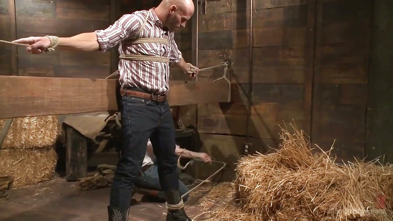 Hot Cowboy Tied up for the First Time and Shoots a Load Onto His Face!