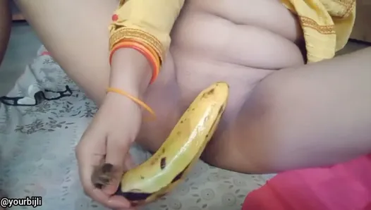 Desi girl masturbating with cock size banana