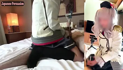 F Cup donanma tarzı kıyafetli büyük memeli cosplayer samimi bir ana dönüşen özel bir otel çekiminin tadını çıkarıyor