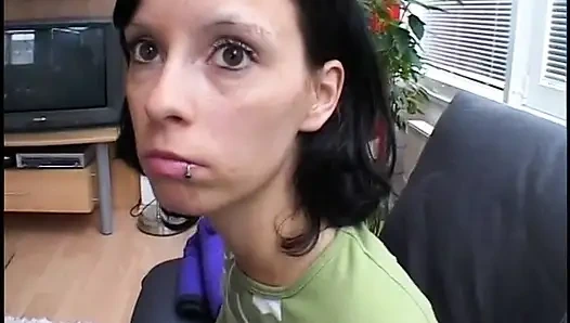 Cute amateur teen sucking on his cock