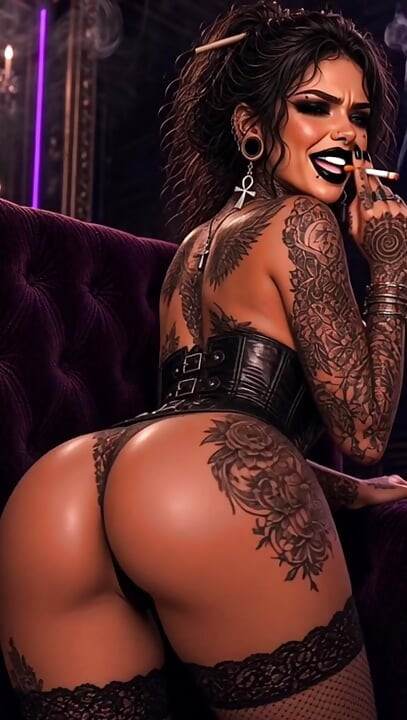 AI generated smoking goth returns by popular demand smoking fetish joi pov dirty talk tits bouncing strip tease anime tattoos