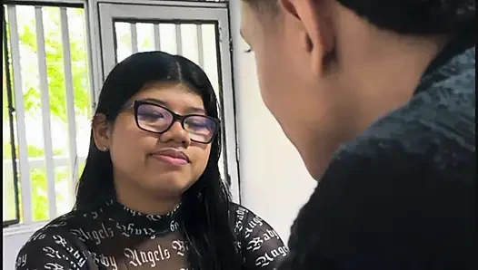 My best friend surprises me with her cock out and can't stand the urge to fuck me!