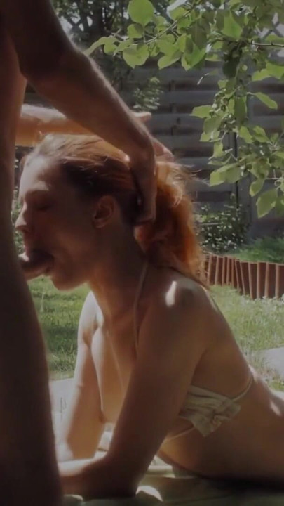 Outdoor sex at the summer house - face fucking blowjob | Clip 1
