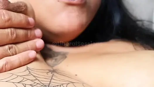 THIS CURVY BODY WOMAN SCOOPS MILK FROM HER TITS AND SHE GETS BATHED IN OIL