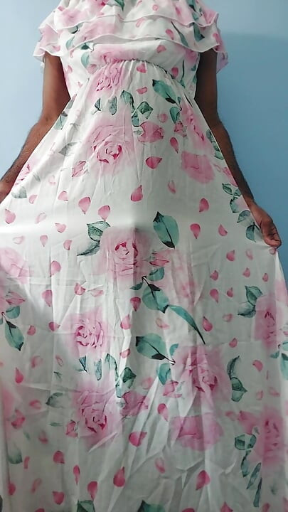 I'm masterbating wearing Split Roses Chiffon Seethrough Silk Frock