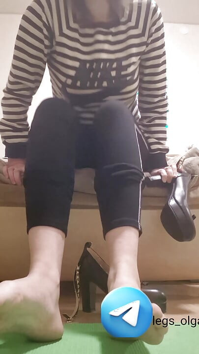 The girl makes you lick your feet and shoes. Sweet femdom