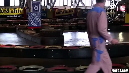 Public Pickups - Sexy Brunette Czech Sandy Ambrosia Strips Down & Gets Fuck by Steve at the Go-kart Track with a Creampie Finish