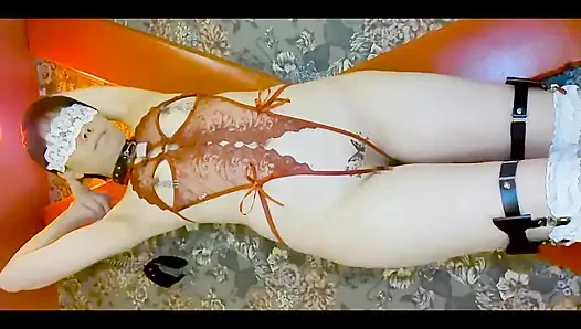 Mayu no91 dicukur, cosplay, tenggorokan dalam, kerah, penutup mata, manik-manik anal di 2 lubang, muncrat, creampie, sepong bersih