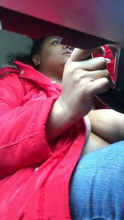 Solo bbw driving car showing her huge MASSIVE tits