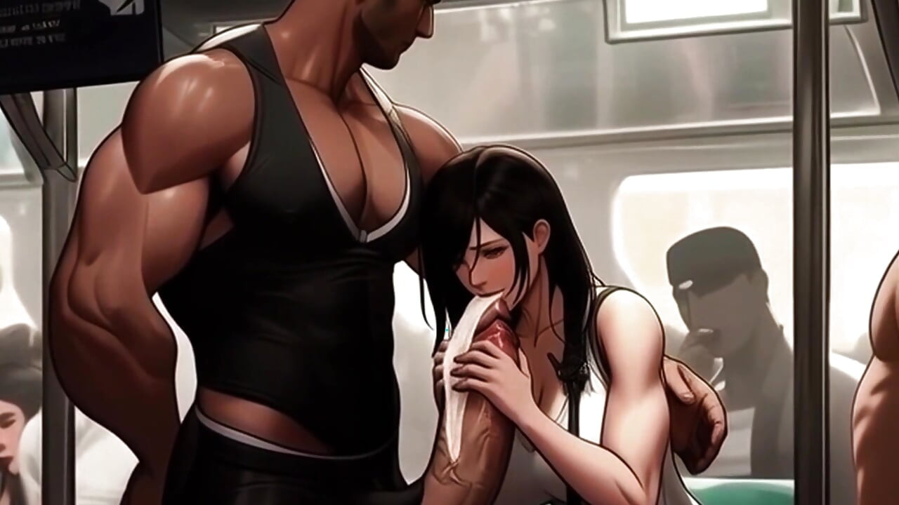 Tifa loves drinking strangers cum on the Midgar train