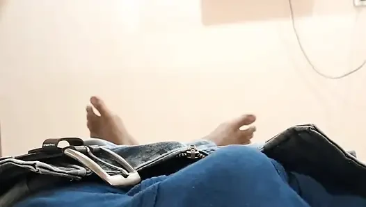 Stripping hot boy playing with his thick big cock