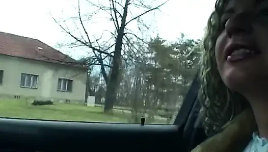 Pierced Pussy Dildo Stretch Squirting in The Car