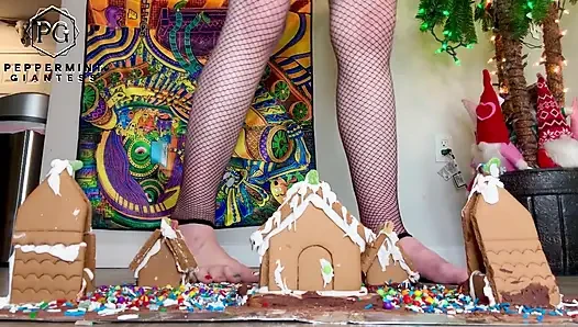Riesin, weihnachtsdorf Zeitlupe zerstört meine rothaarigen häuser in zeitlupe