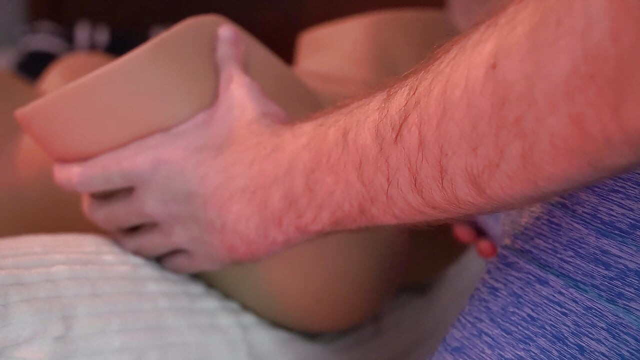 Fucking with Underwear on, Cumming on This Doll's Pussy