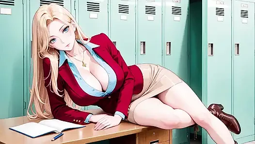 Red Suit Blonde; Dari jalan-jalan di supermarket sampai orgasme malas, dia bahkan mengangkat kakinya di atas meja?