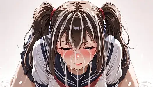 Öğrenci kız yüzünün her yerine boşalıyor