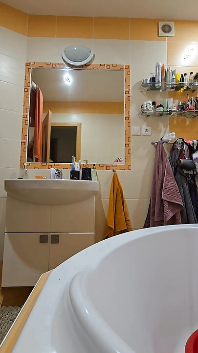 Cute BBW Wife with Big Soft Natural Tits and Big Ass Takes a Shower