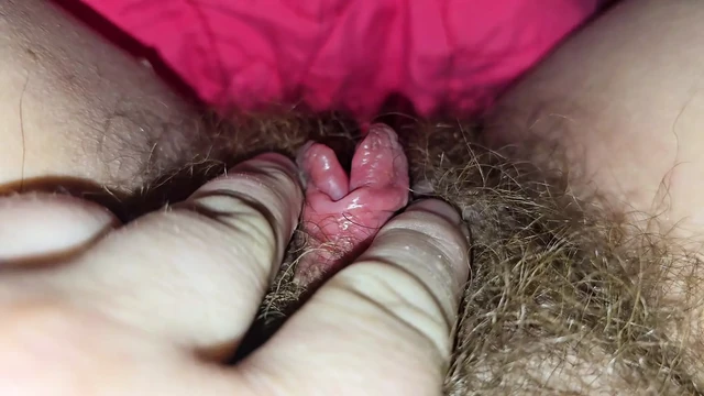 Toying My Fat Hairy Clit For Your Pleasure.