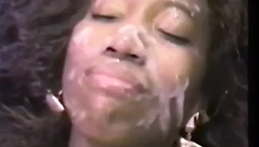 Ebony MILF Face Covered in Cum