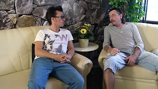 Sexy German blonde wife takes 2 peckers in her both holes