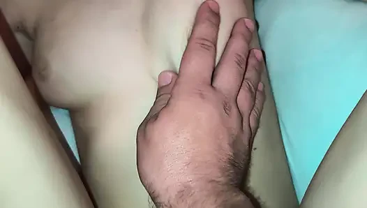 Step brother rubs my tight pussy with his big dick