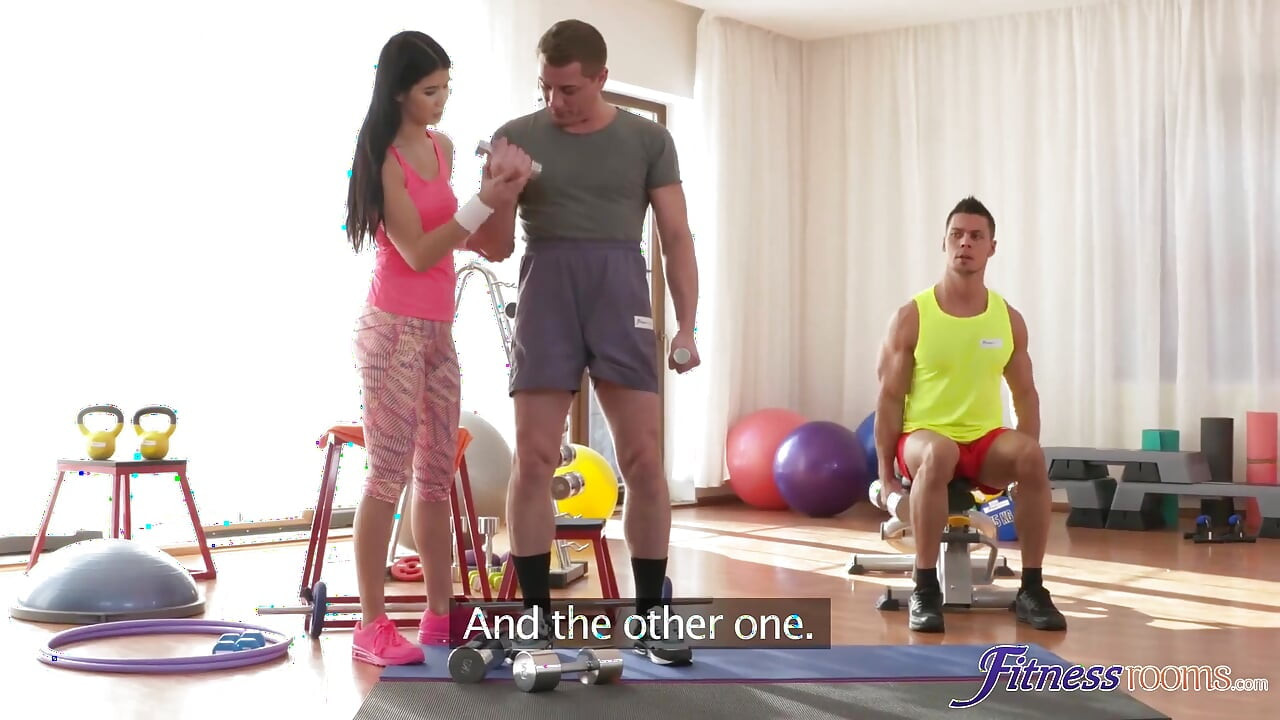 Fitness Rooms - Fit Teen Angelo Godshack Needs Two Hot Dicks to Stretch Her Out