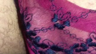 Small cock in panties close up quick flash