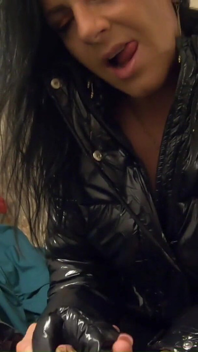 Captivating moment from "MilfyCalla-PREV-  My friend cums 3 times on my New black shiny Puffy DownJacket!-174"