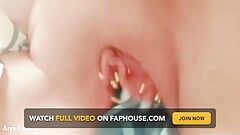 Home Selfie Video Dildo and Pierced Pussy Masturbation MILF Ride Sex Toy