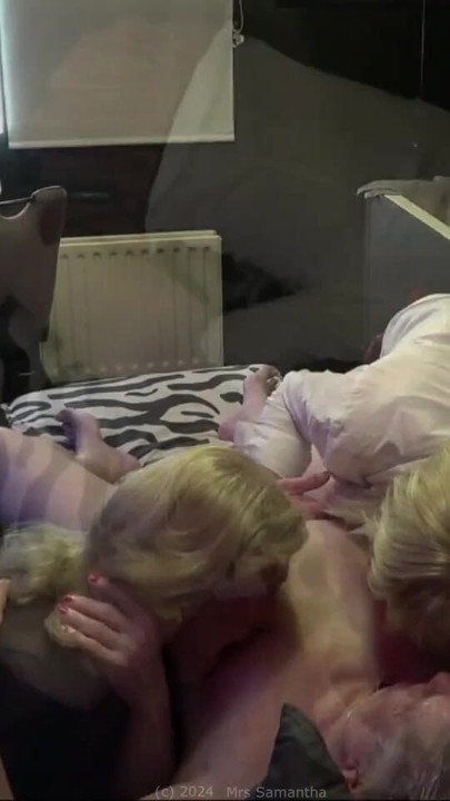 Must-share moment from "Blonde and naughty schoolgirls Daphne and Samantha give Sir Rob a good Blowjob!"