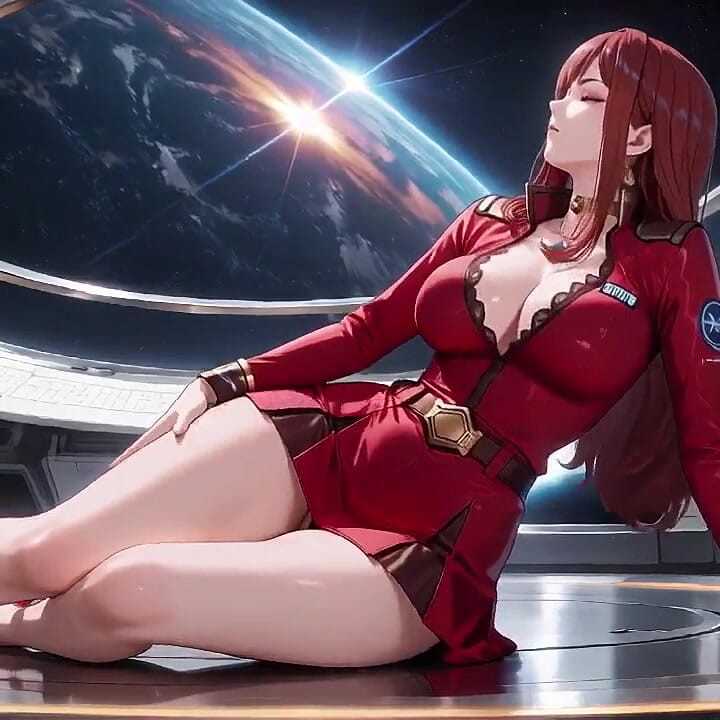 Red-haired Pilot Fantasy! From Sci-fi Cockpit to Private Bedroom, Red Uniform Meets Lazy Sleepwear
