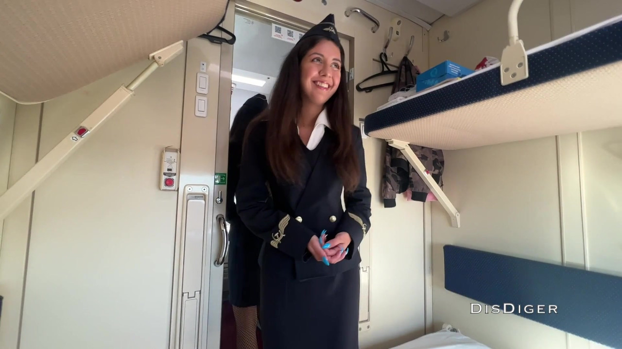 Seduced the conductor on the train and fucked while she had a break